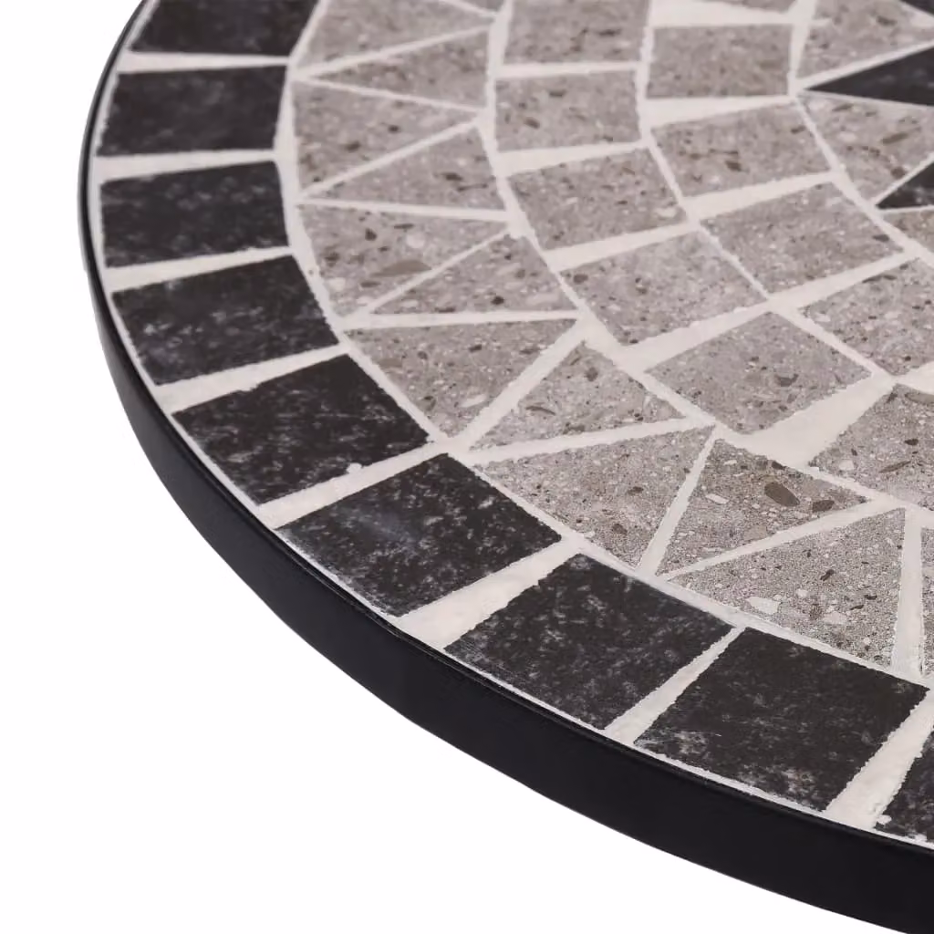 Berkfield Home Mosaic Bistro Table, Grey Ceramic and Powder Coated Steel, Diameter: 61 cm – 2