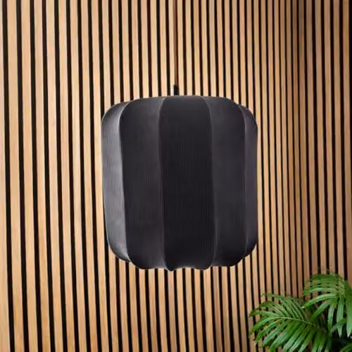 CGC Lighting Black Cylinder Ribbed Stretch Cotton Fabric Lampshade – 3