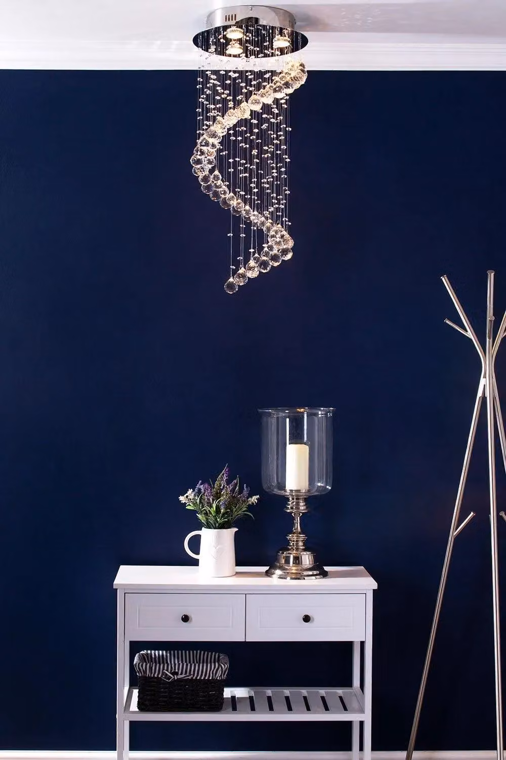 BHS Lighting Abyss Flush Ceiling Light in Chrome and Silver with Crystal and Glass Details – 2