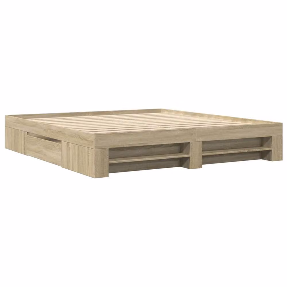 Berkfield Home Sonoma Oak Bed Frame with Drawers in Beige, W/D/H: 200 x 200 cm – 2