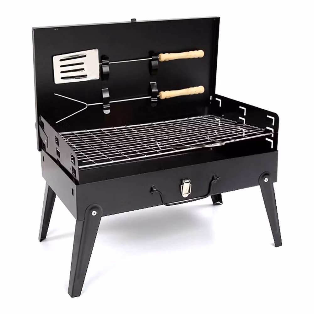 Marco Paul Portable Tabletop Charcoal BBQ Grill in Black with Cast Iron – 2