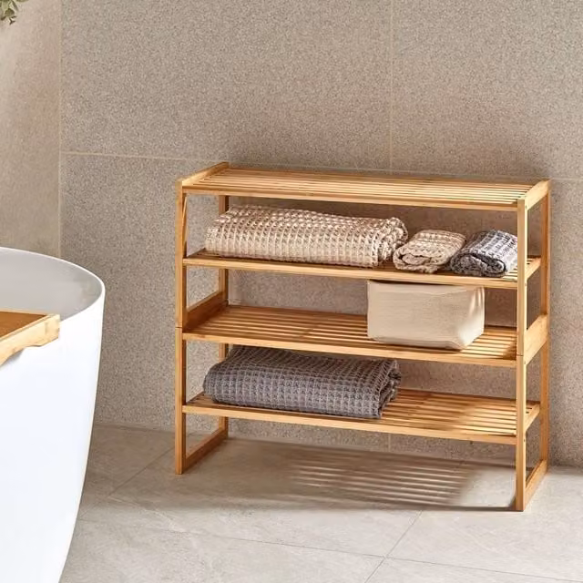 Wyld and Coco 4-Tier Stackable Bamboo Bathroom Shelf, Brown – 1