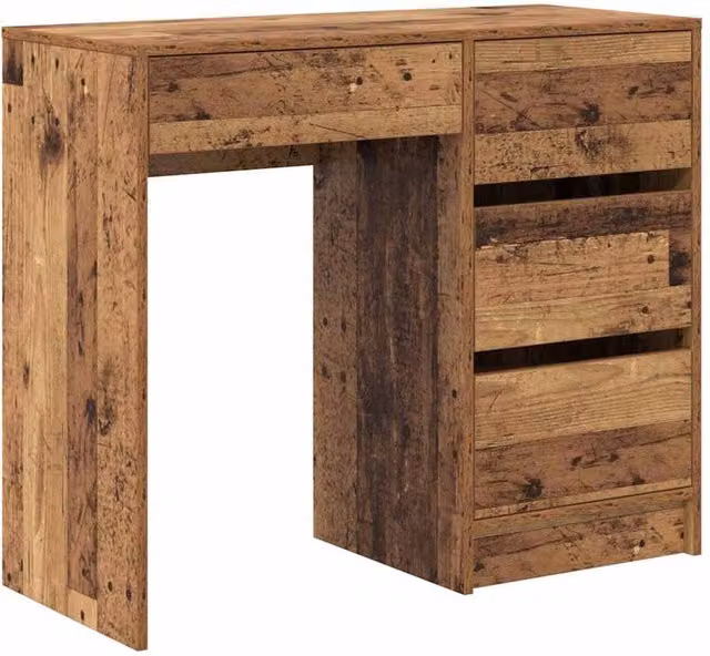 Berkfield Home Old Wood Writing Desk in Brown, Rustic Engineered Wood