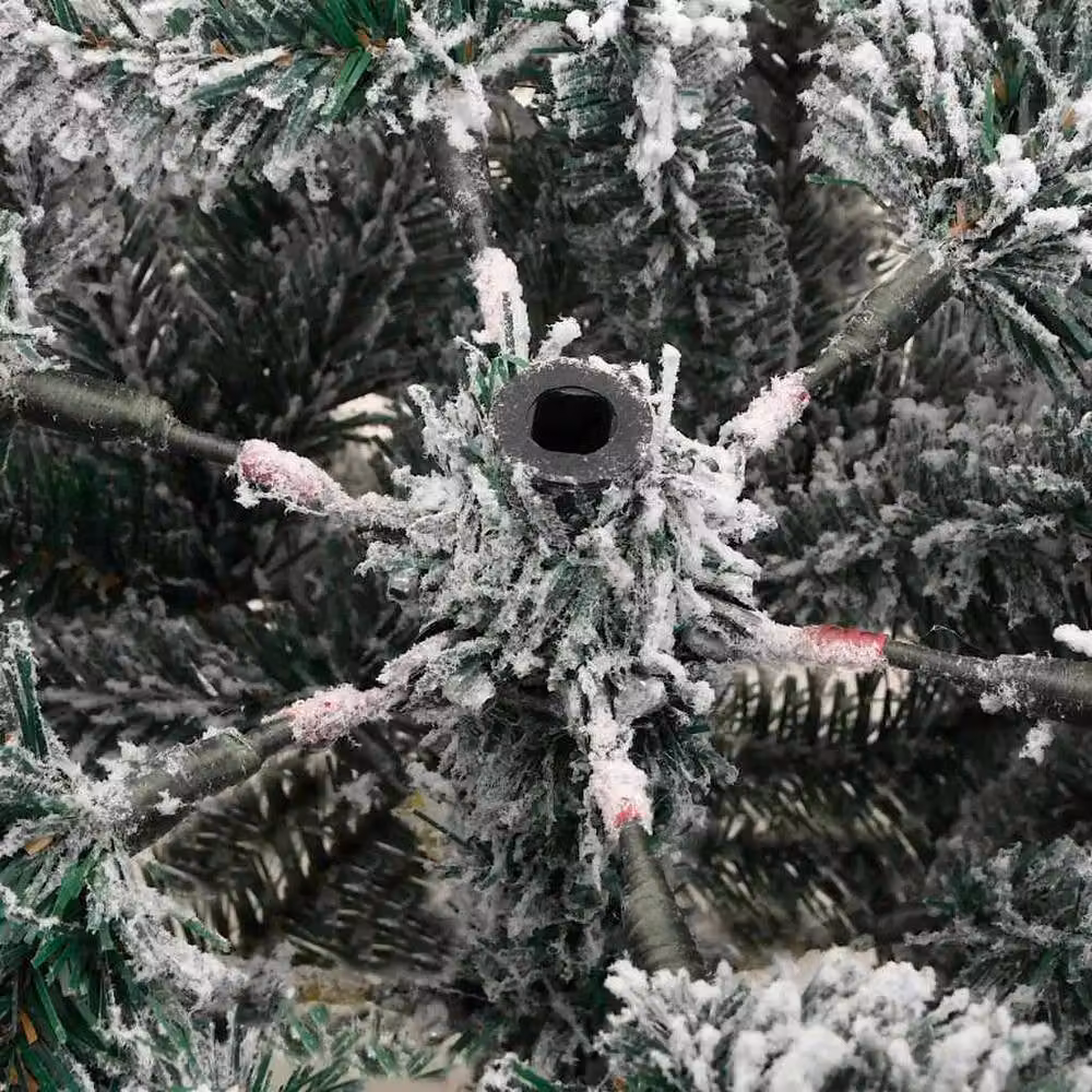 Berkfield Home Beautiful Artificial Hinged Christmas Tree with Flocked Snow, White, Height: 210 cm – 6