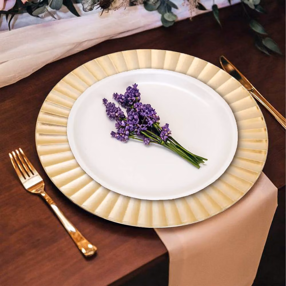 Orsina Set of Four Gold Wave Rim Charger Plates, Diameter: 33 cm – 3