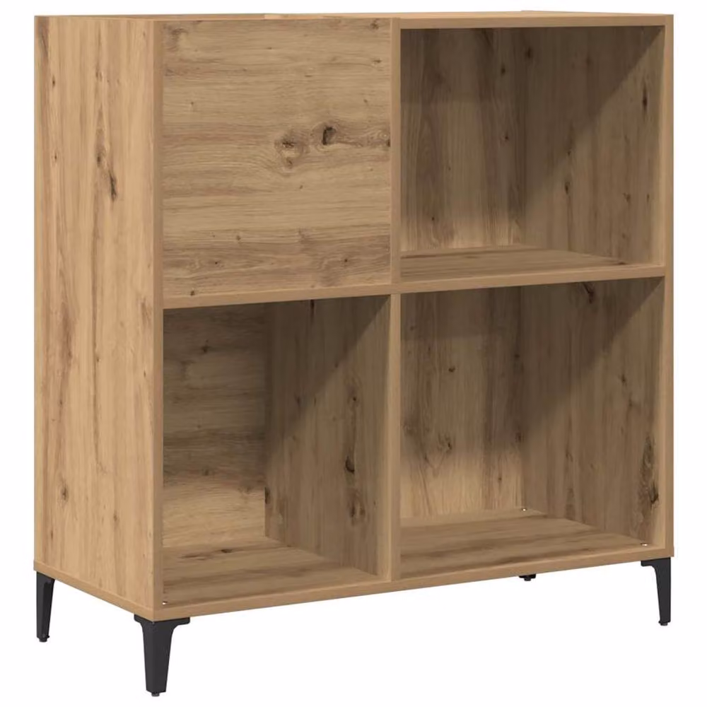 Berkfield Home Artisan Oak Record Cabinet in Brown, W: 84.5 cm, D: 38 cm, H: 89 cm – 2