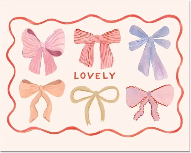 Kid of the Village Lovely Bows Multicolour Fine Art Paper Poster, W: 50 cm, H: 70 cm – 1