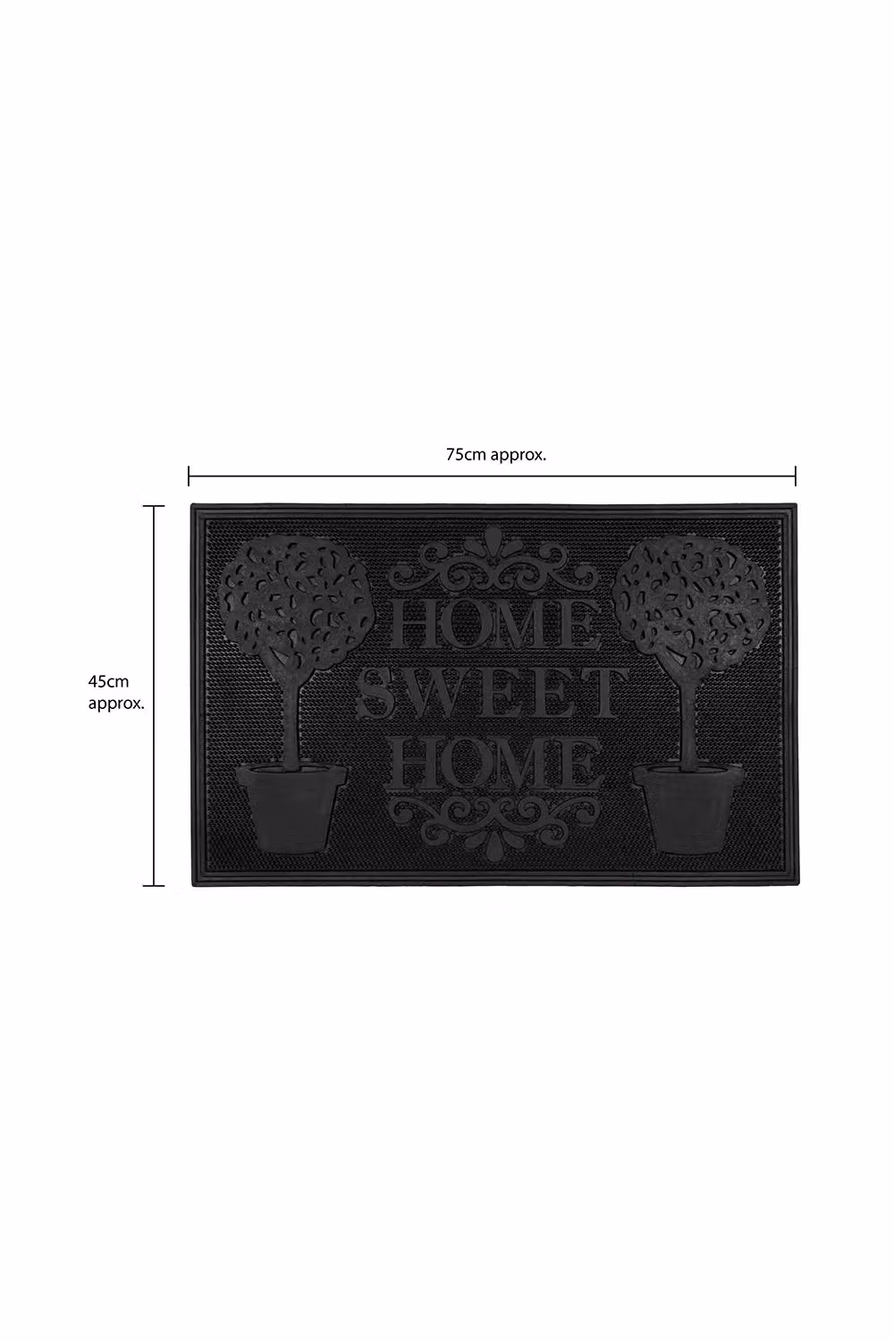 JVL Black Rubber Pin Scraper Doormat, W: 45 cm, D: 75 cm – 4