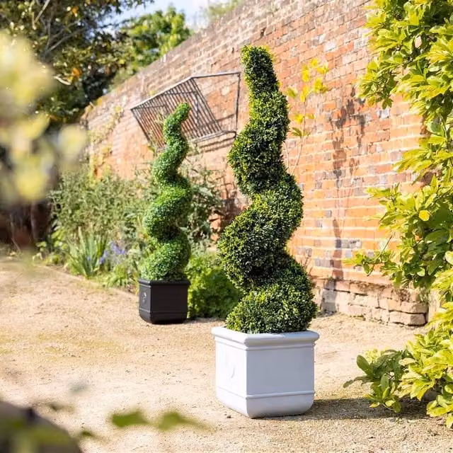 Primrose Artificial Grass Spiral Swirl Topiary Bush, Pack of 2, Green, Height: 150 cm – 1