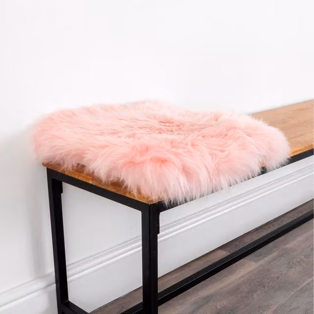 Native Natural Square Pink Lambskin Sheepskin Chair Pad