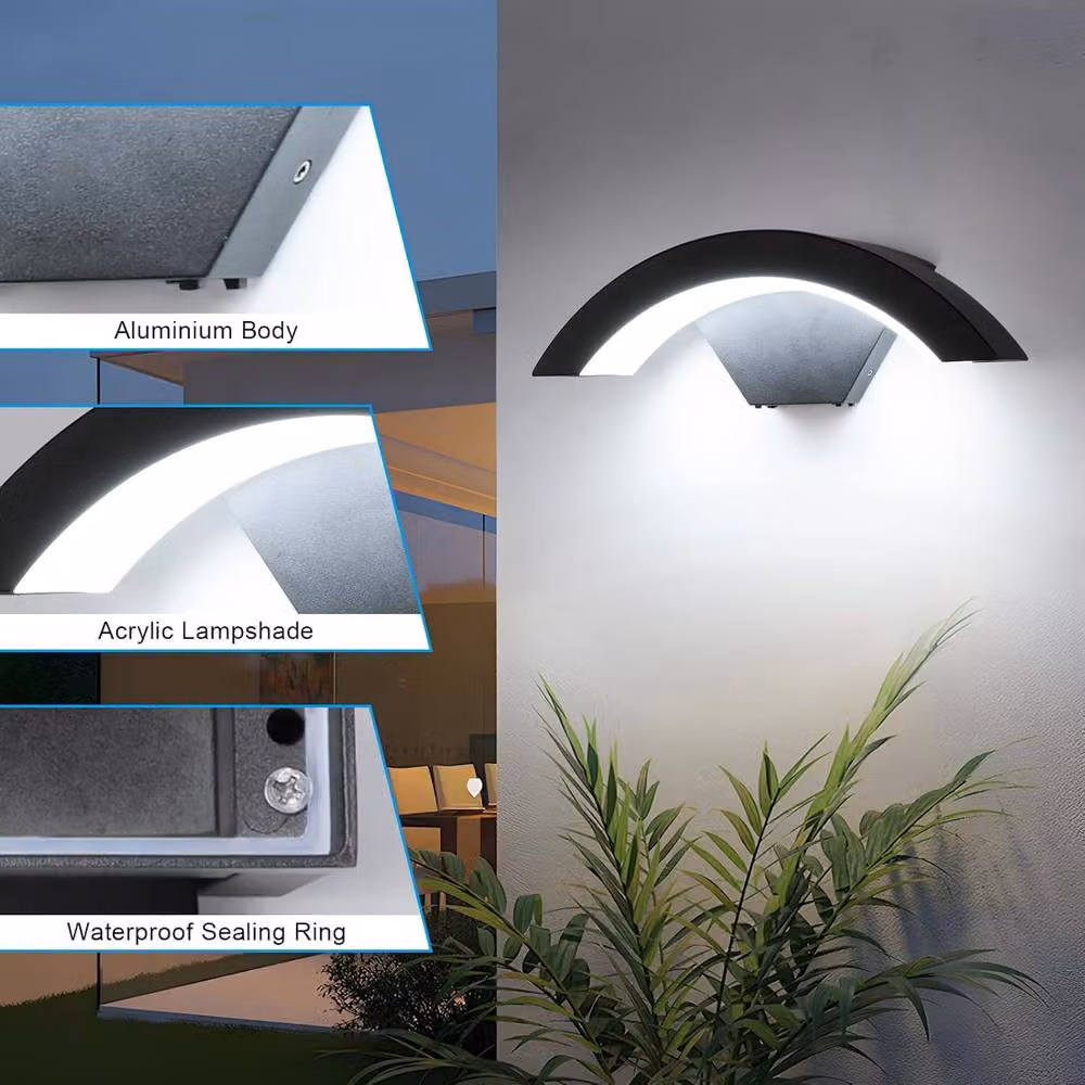 Goeco Modern LED Wall Light, 24W IP65 Waterproof Outdoor Lamp in Black – 4