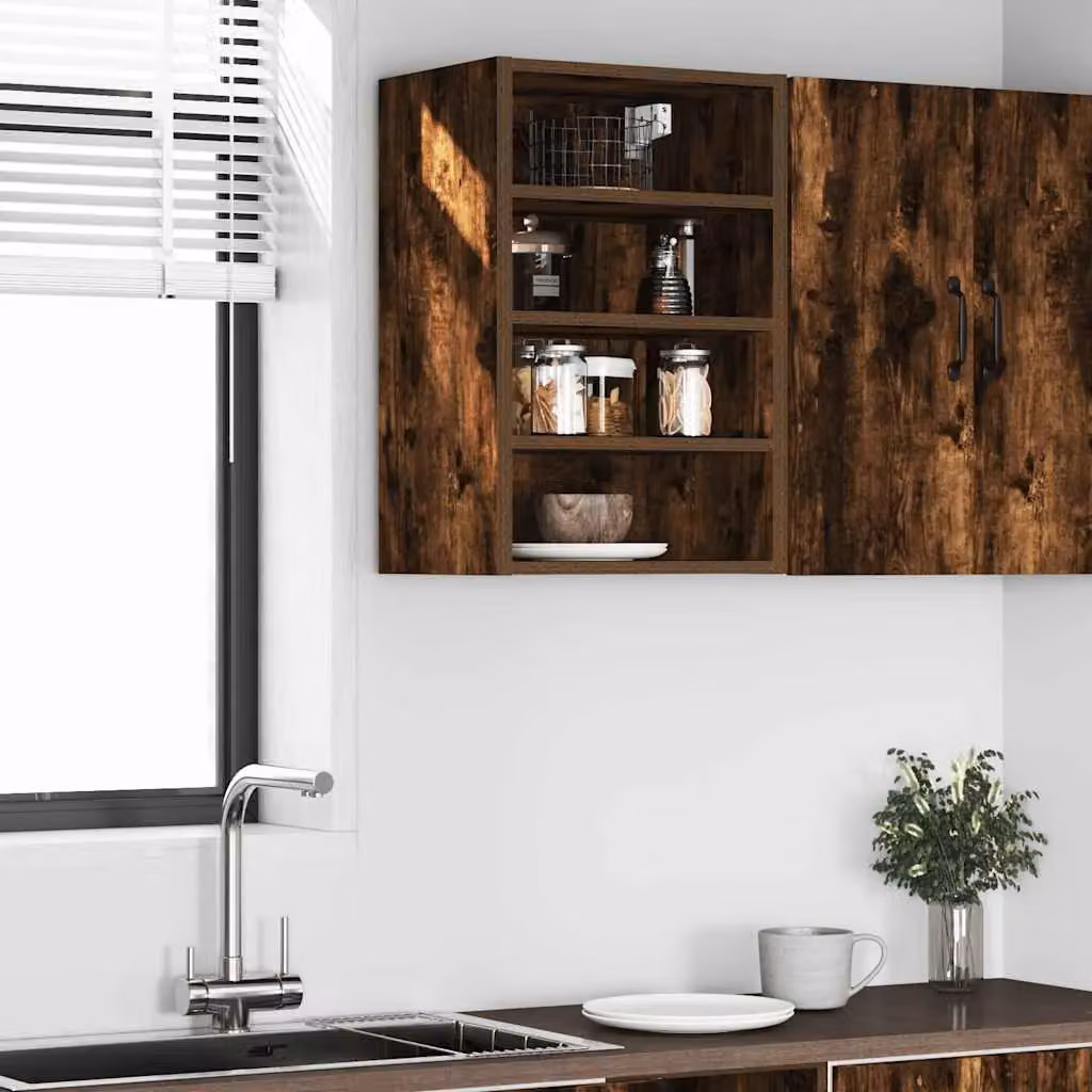 Berkfield Home Wall Mounted Hanging Kitchen Cabinet in Smoked Oak Brown, W/D/H: 40 x 29.5 x 60 cm – 3