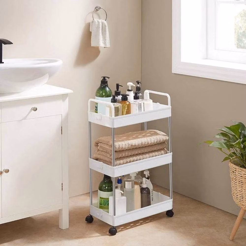Kelvenix 3 Tier Storage Trolley Cart on Wheels in White – 2