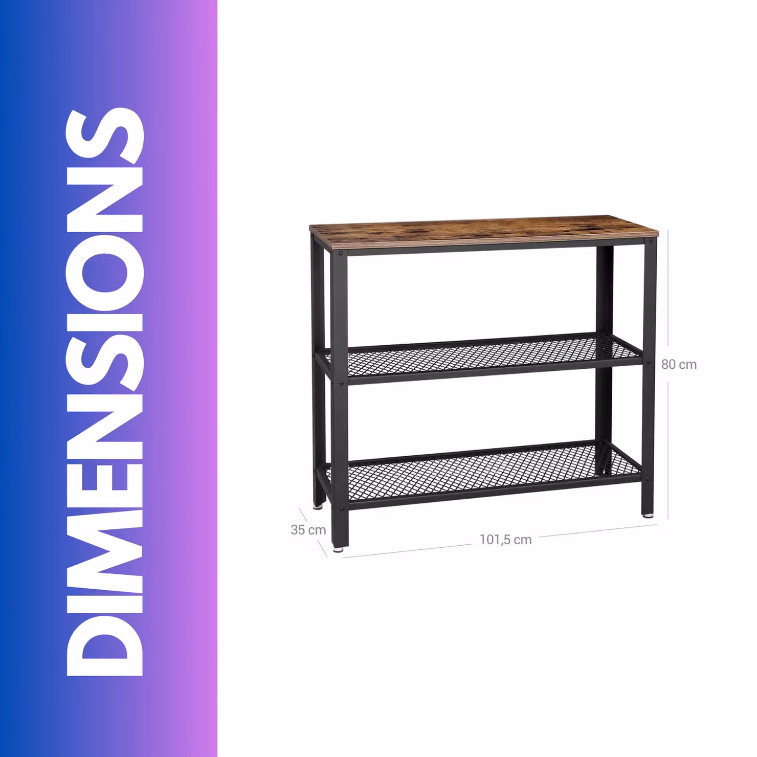Rafaelo Mobilia 3 Tier Console Table in Rustic Brown – 4