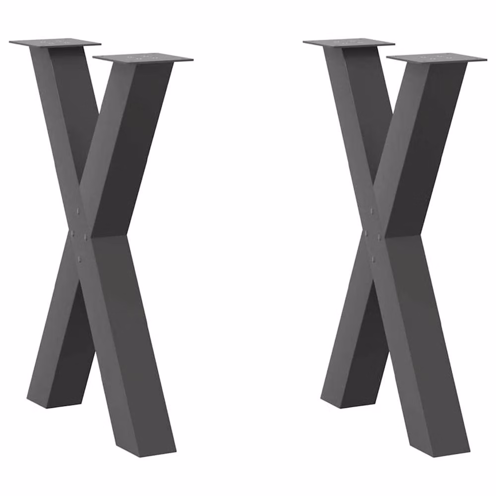 Berkfield Home X-Shaped Dining Table Legs, 2 Piece Steel Set in Anthracite Black, H: 72.5 cm x W: 60 cm – 2