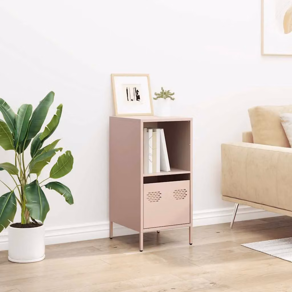 Berkfield Home Pink Matt Metal Sideboard, W/D/H: 35 x 39 x 73.5 cm – 2