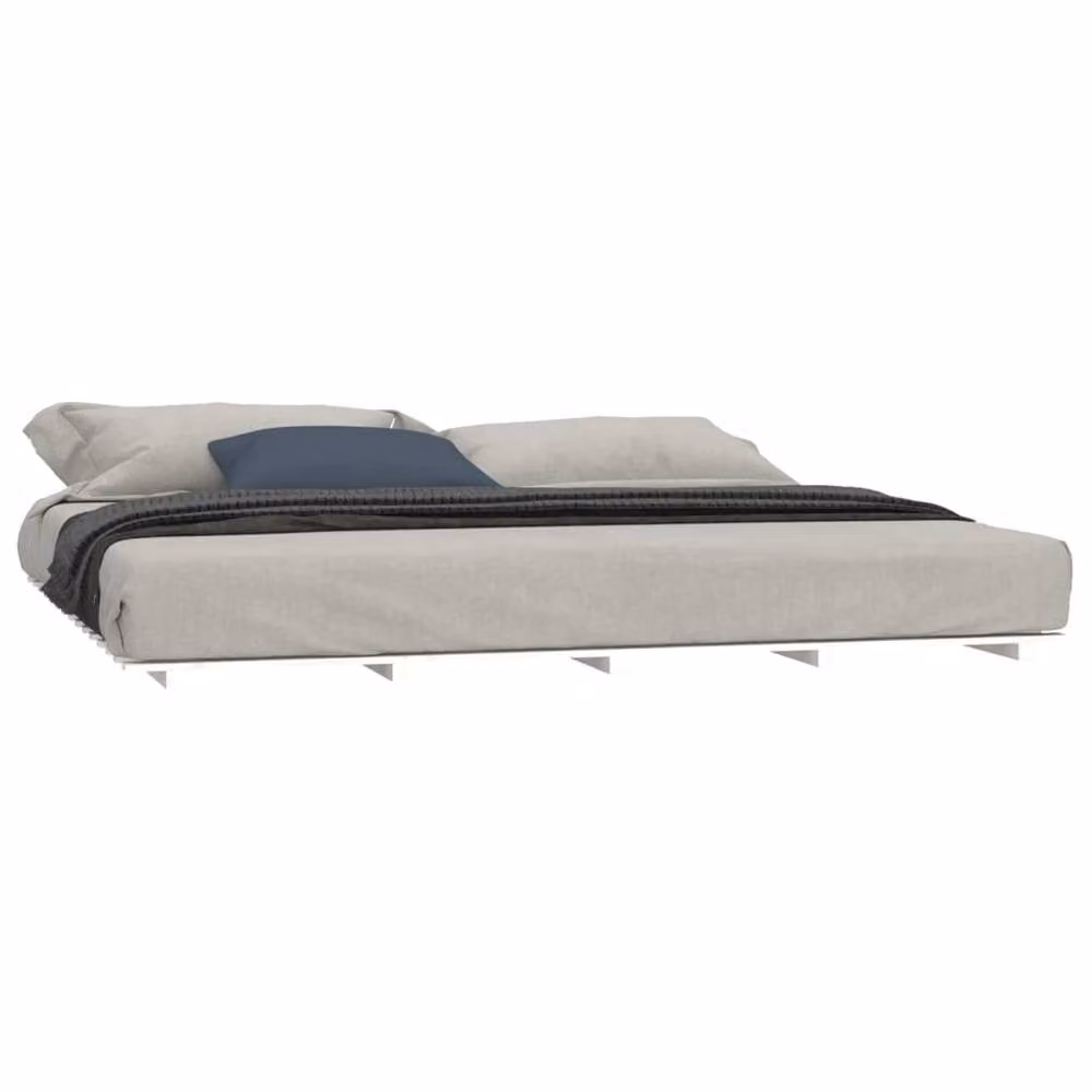 Berkfield Home White Solid Wood Pine Bed Frame W/D/H: 160 x 200 cm – 3