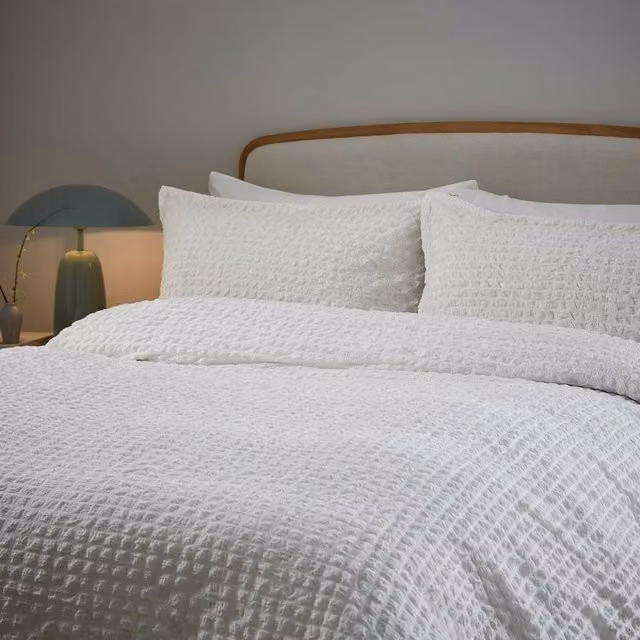 Murmur Nia Kingsize Cotton Percale Duvet Cover and Pillowcase Set, White, W: 180 cm x H: 200 cm