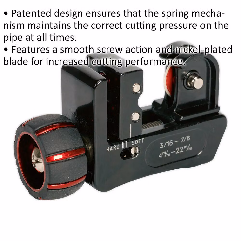 Loops Brake Pipe Cutter with Nickel-Plated Blade and Screw Action in Silver and Black, 4mm to 22mm Capacity – 2