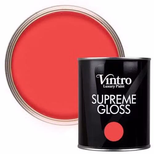 Vintro High Gloss Water Based Paint for Wood and Walls, Red Poppy, 1 l