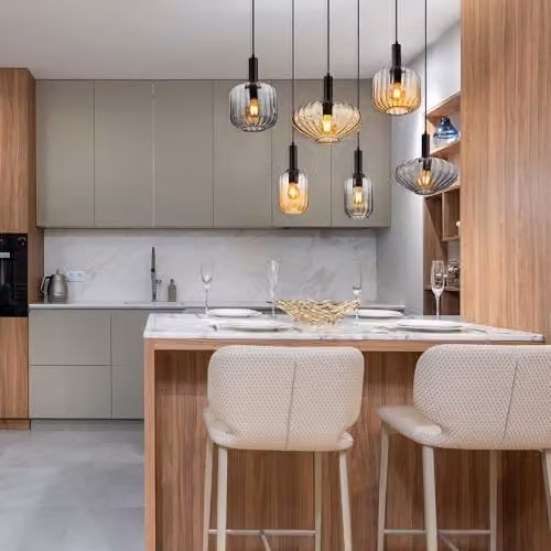 Netlighting Valletta Cluster Pendant Ceiling Light in Black with 6 Glass Shades and E27 Sockets – 6