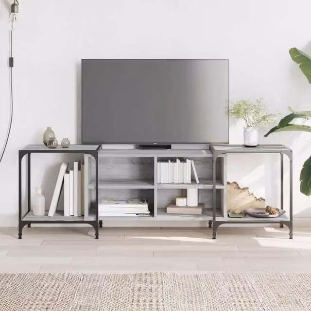 Berkfield Home TV Cabinet in Grey Sonoma, W/D/H: 153 x 37 x 50 cm – 1