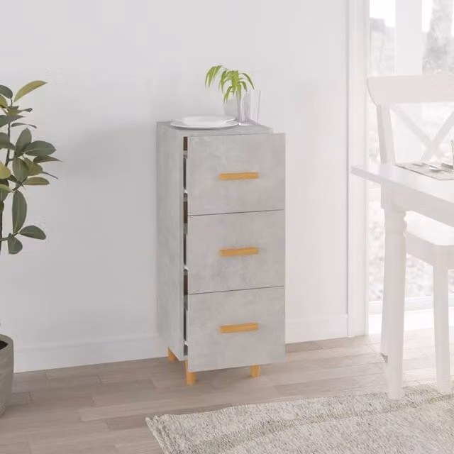 Berkfield Home Sideboard in Concrete Grey, Engineered Wood, W/D/H: 34.5 x 34 x 90 cm – 1