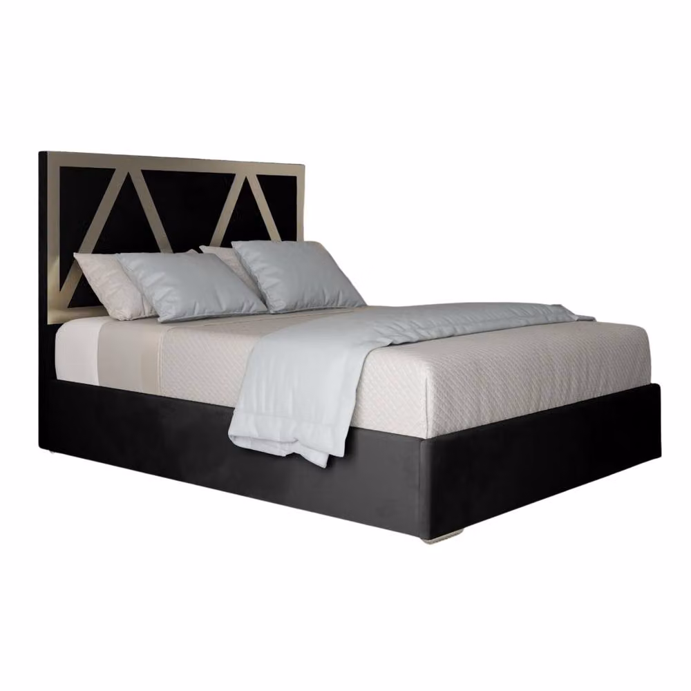 Casani Cliddesden Upholstered Velvet Designer Bed Frame with Metal Accents, W/D/H: 120 x 127 x 128 cm – 2