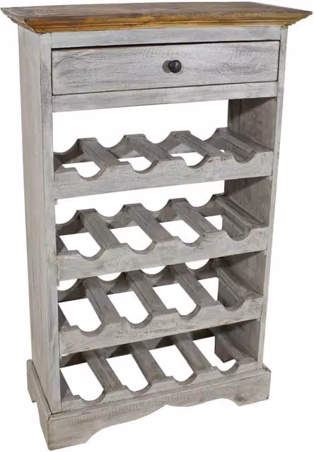 Berkfield Home Solid Reclaimed Wood Wine Rack in Light Grey, W/D/H: 55 x 23 x 85 cm