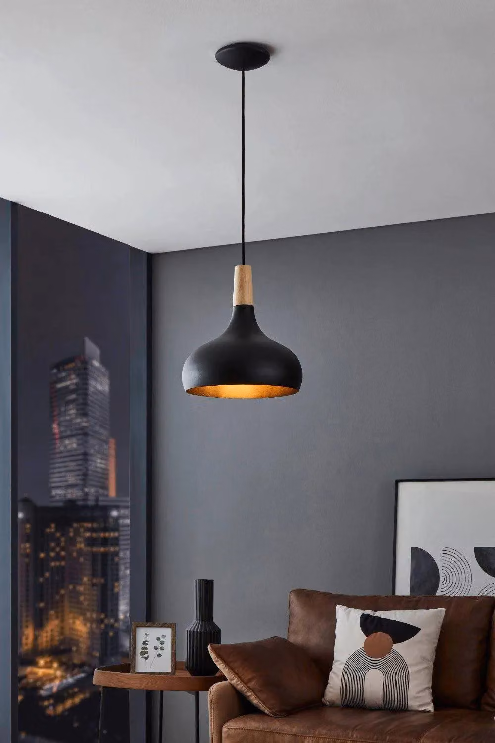 Eglo Sabinar Modern Black Metal Dome Pendant Light IP20 – 2