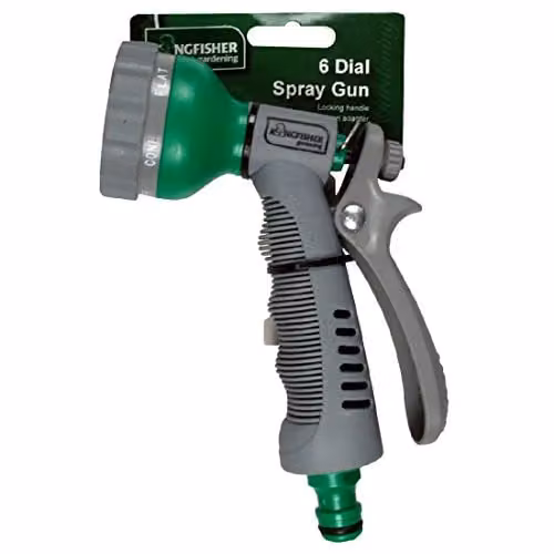 Kingfisher 6-Dial Plastic Spray Gun in Grey and Transparent