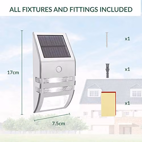 GardenKraft 11270 Solar Powered Motion Sensor Security Floodlight in Silver Stainless Steel – 4