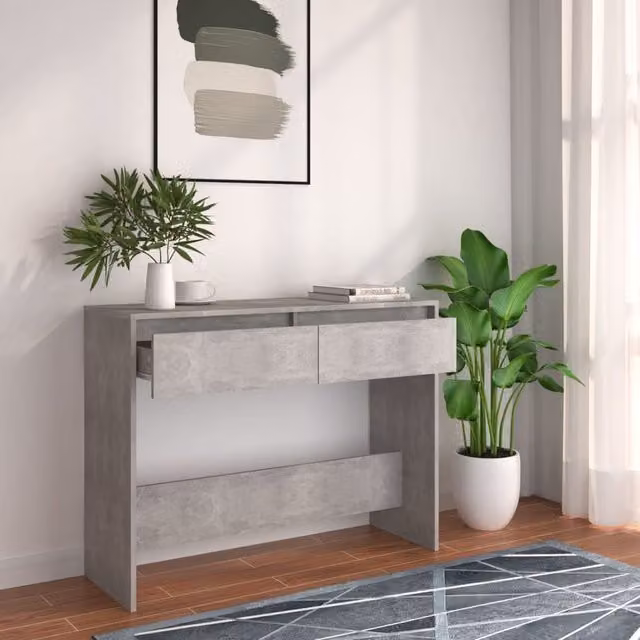 Berkfield Home Modern Console Table in Concrete Grey, W/D/H: 100 x 35 x 76.5 cm