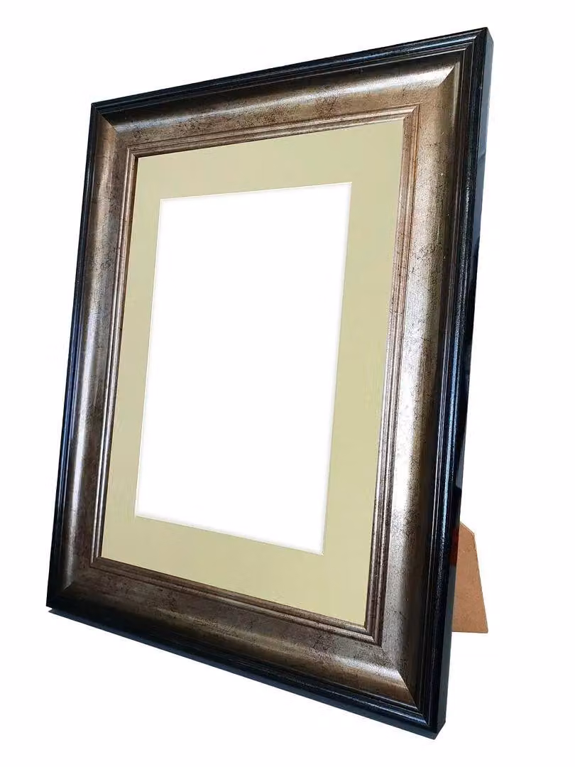 Frames & Mirrors 4U Scandi Black and Gold Rectangular Picture Frame with Light Grey Mount for 10 x 4 Inch Images – 3
