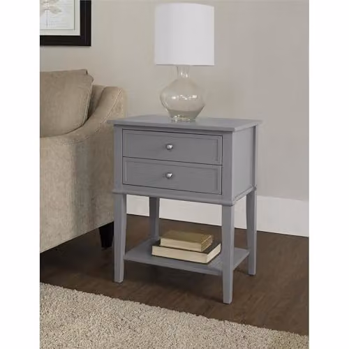 DHP Furniture Franklin Accent Table with 2 Drawers, Grey, W/D/H: 39.7 x 15.1 x 55.9 cm – 5