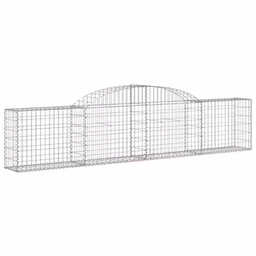 vidaXL 11-Piece Arched Gabion Baskets in Silver Galvanised Steel, W/D/H: 300 x 30 x 60/80 cm – 1