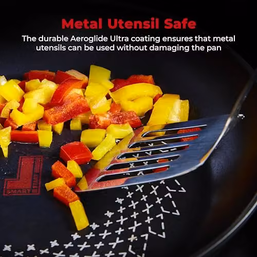 Tower SmartStart Ultra Forged 28cm Multi-Pan and Lid with Aeroglide Non-Stick Coating, Black and Multicolour, Induction Compatible and Oven Safe – 4