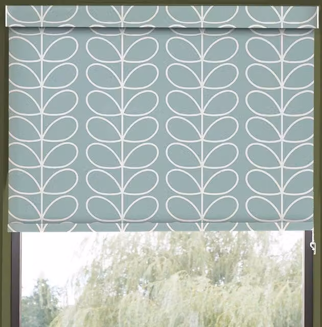 Orla Kiely Jumbo Linear Stem Translucent Made to Measure Roller Blind in Aqua Blue