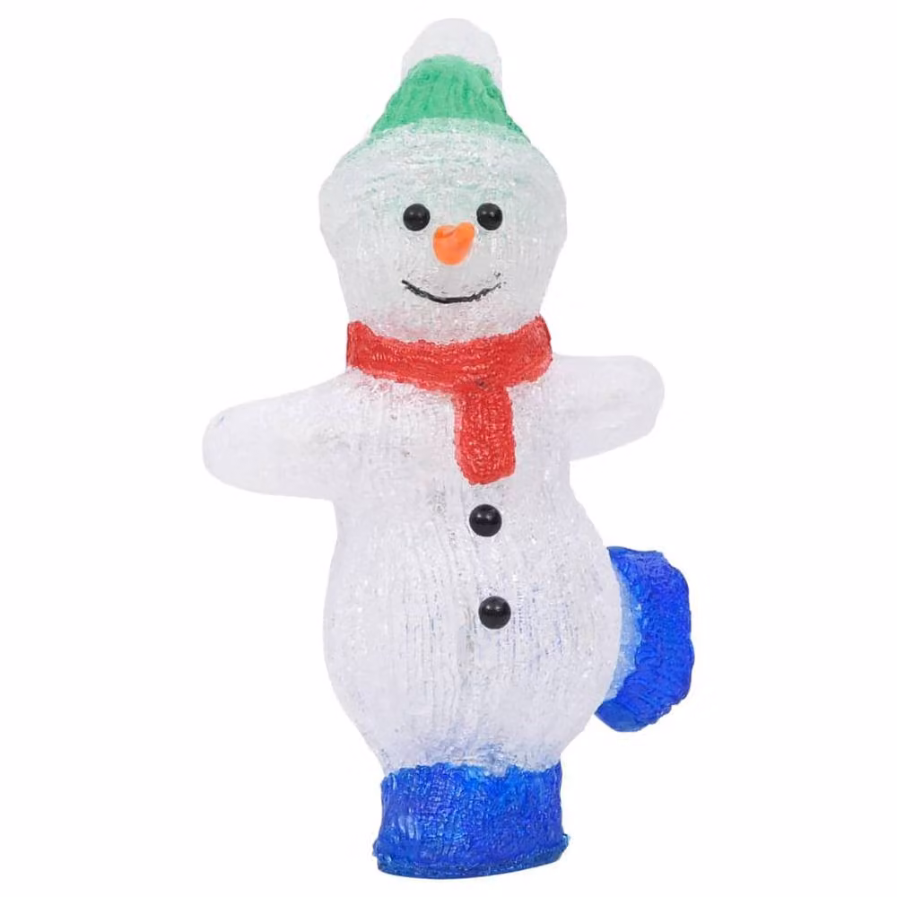 Berkfield Home LED Christmas Acrylic Snowman Figure in White and Multicolour, Height: 30 cm – 4