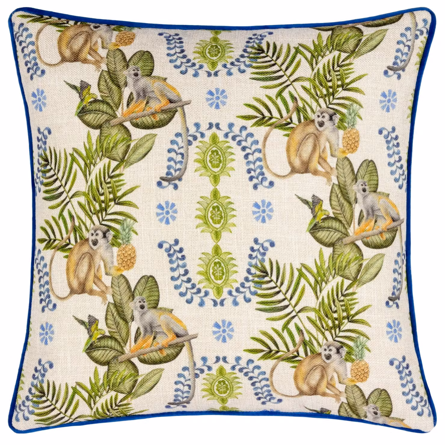 Wylder Tropics Valera Lagos Monkey Tropical Square Cushion, Multicolour, W/D/H: 43 x 43 x 43 cm – 2