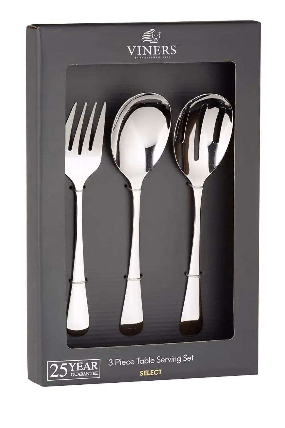 Viners Select 3 Piece Polished Silver Stainless Steel Serving Utensils Set – 6