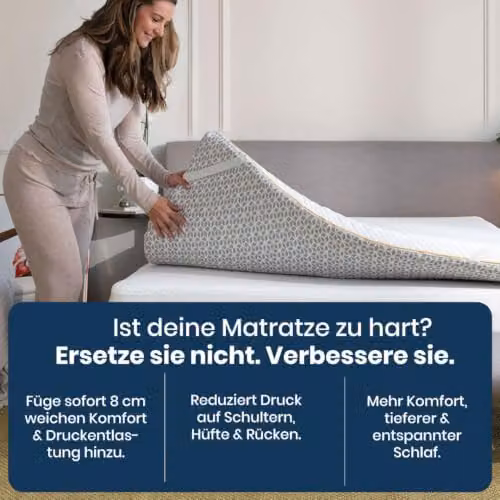 Brightr Titan Deluxe 2-in-1 Orthopaedic Mattress Topper, Firm/Extra Firm, White, EU King Size – 8