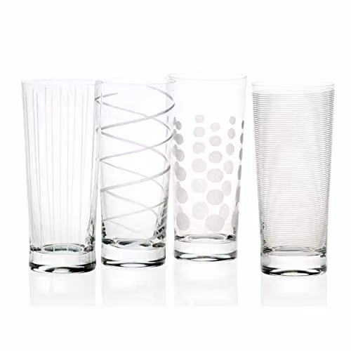 Mikasa Cheers Set of 4 Crystal High Ball Tumbler Glasses, 550 ml, Silver and Transparent – 1