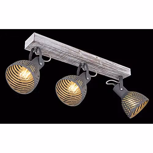 Netlighting Mori Industrial Ceiling Spotlight Bar in Grey Wood, L 54 cm – 2
