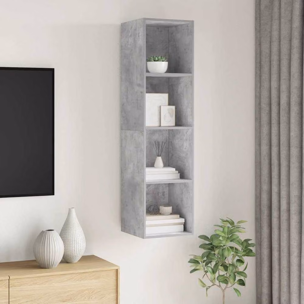 Berkfield Home Wall-mounted TV Cabinet in Concrete Grey, W/D/H: 37 x 37 x 142.5 cm – 4