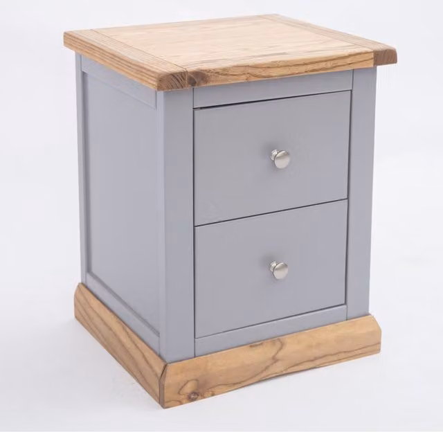 Cabinet Bits Biccari 2 Drawer Bedside Cabinet in Grey Ash Wood