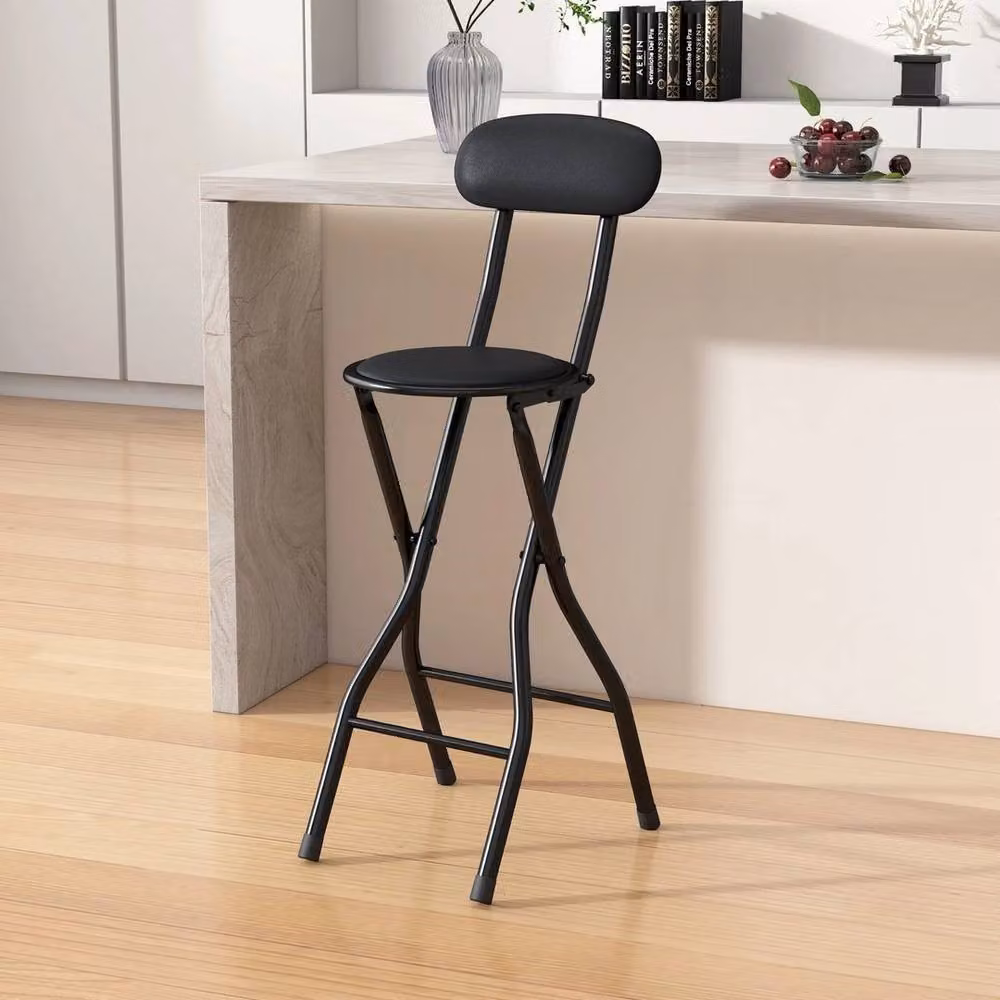 FORGEVIO Black Faux Leather Foldable Stool – 2