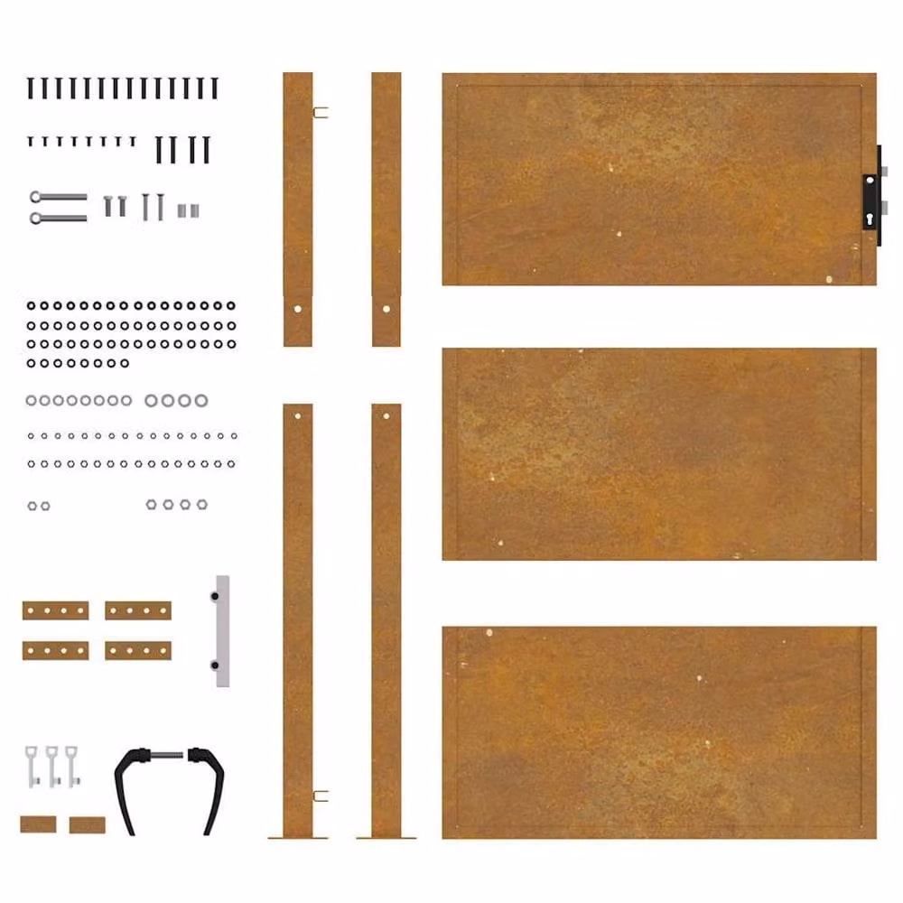 Berkfield Home Garden Gate in Brown Corten Steel, W: 105 cm, H: 130 cm – 3