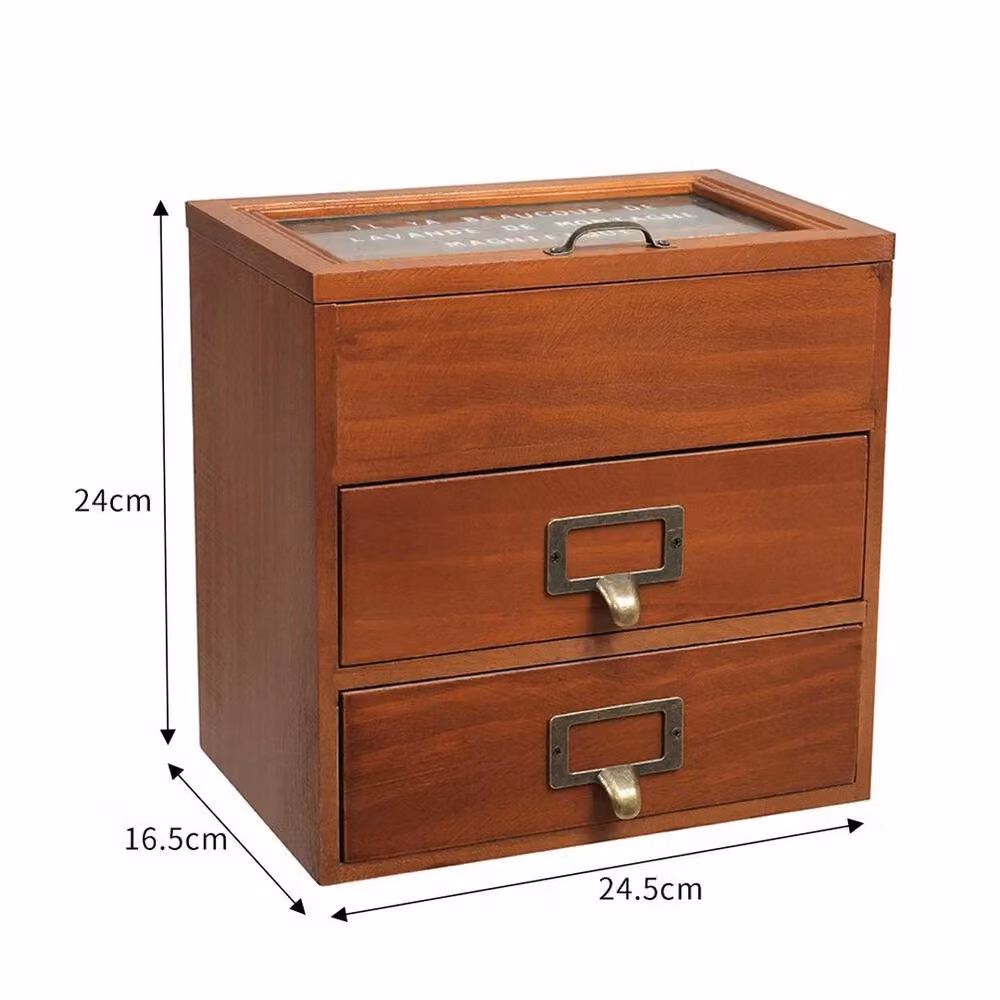 KORVIXA Large Wood Jewellery Box Storage Drawer Cabinet in Brown, Width: 90 cm – 2