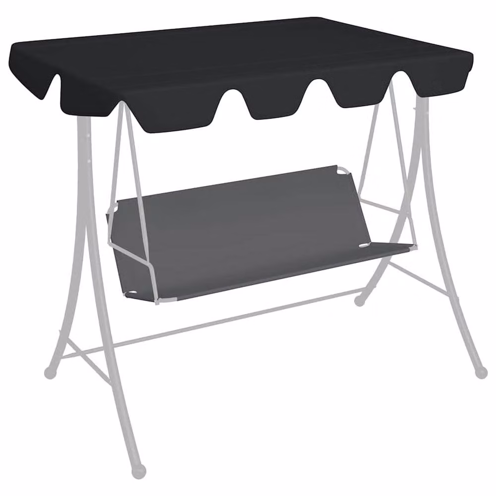 Berkfield Home Replacement Canopy for Garden Swing in Black, PVC-Coated Polyester, W: 150 cm, D: 130 cm, W: 105 cm, D: 70 cm – 2